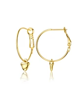 14K Gold Plated Cubic Zirconia Heart Hoop Earrings