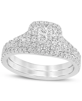 Diamond Double Halo Bridal Set (1 ct. t.w.) in 14k White Gold