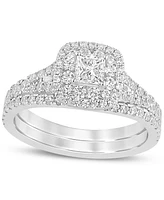 Diamond Double Halo Bridal Set (1 ct. t.w.) in 14k White Gold