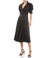Mac Duggal Women's Ieena Quarter Length Puff Sleeve A Line Dress