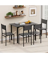 Industrial 5-Piece Dining Set – Rustic Table and 4 Chairs for Kitchen or Dining Room