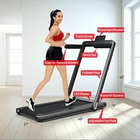 2-in-1 Electric Motorized Folding Treadmill with Dual Display, Speaker & Compact Design for Home Workouts