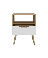 Speers Nightstand, 1 Drawer, 1 Shelf, Natural Oak / White