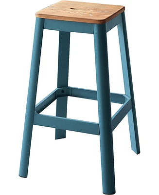 Wood and Metal Counter Height Bar Stool for Dining or Bar Seating