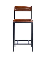 27" Brown and Black Manufactured Wood and Iron Bar Chair