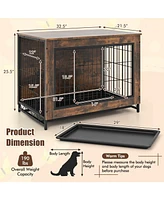 Double Lockable Doors Dog Crate Furniture with Removable Pull-out Tray – Elegant and Practical Pet Crate