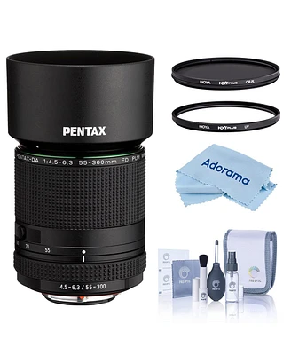 Pentax Hd Pentax-da 55-300mm f/4.5-6.3 Ed Plm Wr Re Lens, Black, Bundle with Hoya 58mm Uv and Cpl Filters