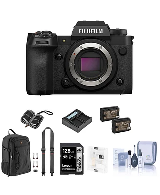 Fujifilm X-H2 Mirrorless Digital Camera Body, Black Bundle with 128GB Sd Card, Backpack, 2x Extra Battery, Charger, Strap, Screen Protector, Sd Card C