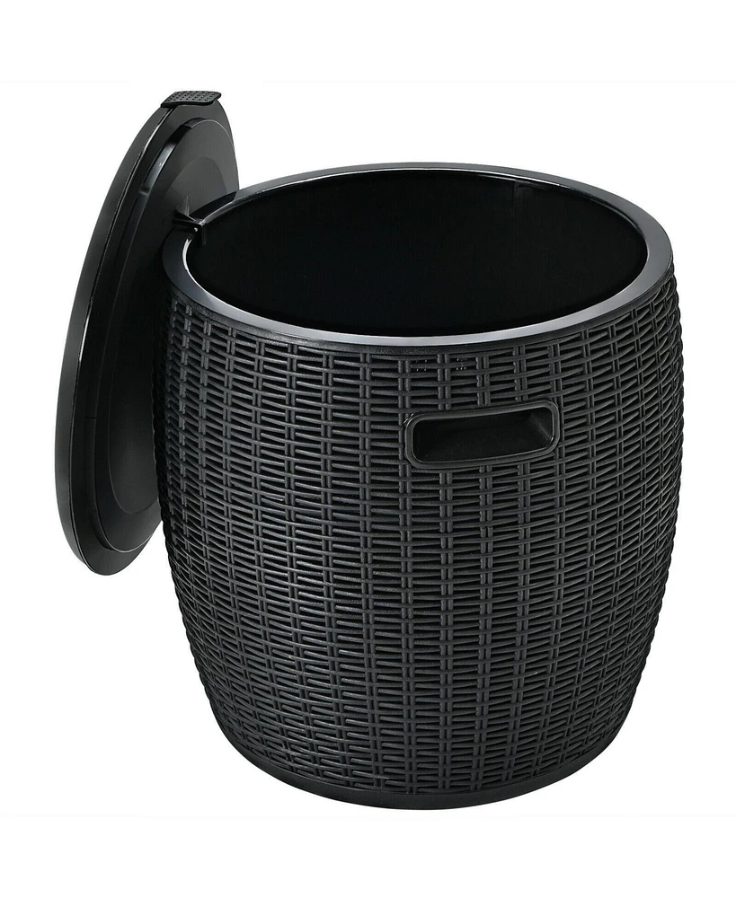 Patio 4-in-1 Rattan Cocktail Table – Multi-Functional Cool Bar, Side & Storage