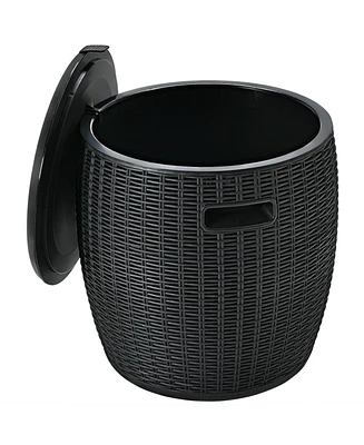 Patio 4-in-1 Rattan Cocktail Table – Multi-Functional Cool Bar, Side & Storage
