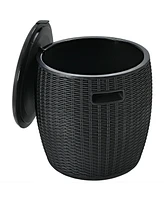 Patio 4-in-1 Rattan Cocktail Table – Multi-Functional Cool Bar, Side & Storage
