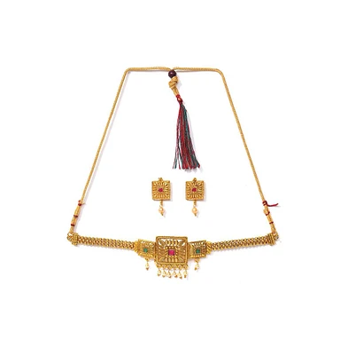 Sohi Women's Gold Plated Designer Stone Jewellery Set