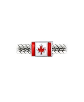 Bling Jewelry Set of 2 Red Enamel Canadian Flag & Maple Leaf Dangle Charm Bead Oxidized Silver