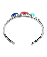 Sterling Silver Red Onyx, Amazonite and Lapis 3 Row Twist Cuff