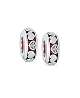 Bling Jewelry Set of 2 Valentine Lovers Eternity Hearts Charm Bead Sterling Silver