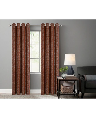 Kate Aurora 2 Piece Grommet Top Moroccan Sparkly Spice Light Reducing Window Curtain Panels