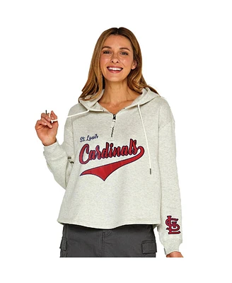 Soft As A Grape Women's Oatmeal St. Louis Cardinals Fleece Quarter-Zip Hoodie