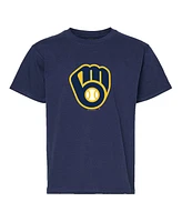 Soft As A Grape Big Boys and Girls 2-Pack Navy/Heather Gray Milwaukee Brewers T-Shirt Set
