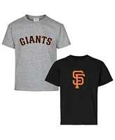 Soft As A Grape Big Boys and Girls 2-Pack Black/Gray San Francisco Giants T-Shirt Set
