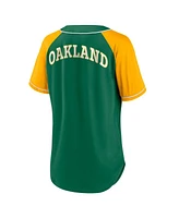Fanatics Women's Green Oakland Athletics Cooperstown Collection Bunt Raglan V-neck T-Shirt