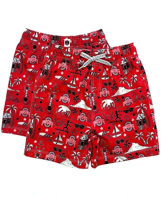Wes & Willy Big Boys and Girls Scarlet Ohio State Buckeyes Luau Swimsuit
