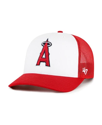 '47 Brand Men's White/Red Los Angeles Angels Freshman Trucker Adjustable Hat
