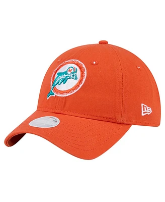 New Era Women's Orange Miami Dolphins Throwback Main Core Classic 2.0 9TWENTY Adjustable Hat