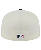 New Era Men's Cream Cleveland Guardians Chrome 59FIFTY Fitted Hat