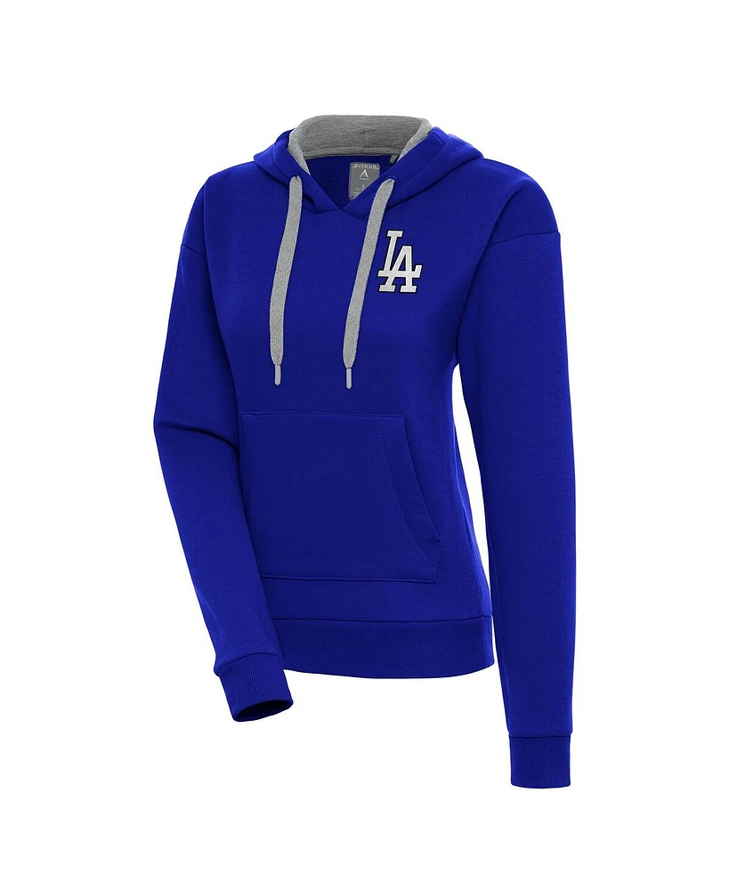 Antigua Women's Royal Los Angeles Dodgers Brushed Metallic Victory Pullover Hoodie