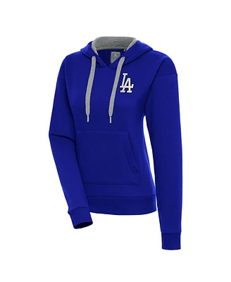 Antigua Women's Royal Los Angeles Dodgers Brushed Metallic Victory Pullover Hoodie