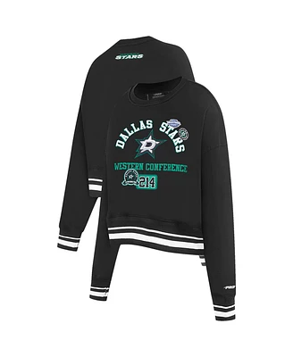 Pro Standard Women's Black Dallas Stars Area Code Cropped Pullover Sweatshirt