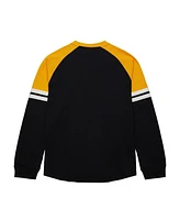 Mitchell & Ness Men's Black Boston Bruins Thermal Henley Long Sleeve T-Shirt