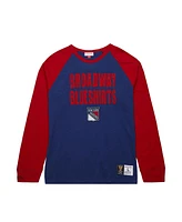 Mitchell & Ness Men's Blue/Red New York Rangers Legendary Slub Raglan Long Sleeve T-Shirt