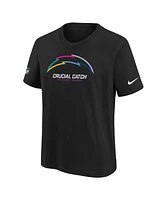 Nike Big Boys and Girls Black Los Angeles Chargers 2024 Nfl Crucial Catch T-Shirt