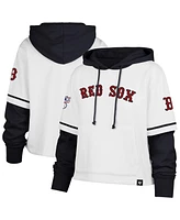 '47 Brand Women's White Boston Red Sox Trifecta Shortstop Cropped Pullover Hoodie