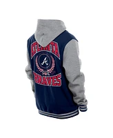 New Era Men's Navy Atlanta Braves Throwback Prep Full-Snap Hoodie Jacket