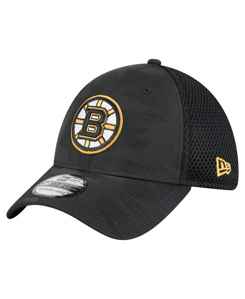 New Era Men's Black Boston Bruins Active Subtle Camo 39THIRTY Flex Hat