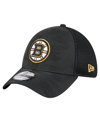 New Era Men's Black Boston Bruins Active Subtle Camo 39THIRTY Flex Hat