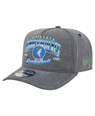 New Era Men's Charcoal Minnesota Timberwolves Throwback Washed Pre-Curved 9FIFTY Snapback Hat