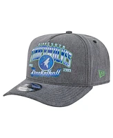 New Era Men's Charcoal Minnesota Timberwolves Throwback Washed Pre-Curved 9FIFTY Snapback Hat