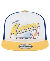 New Era Men's White/Yellow Seattle Mariners Retro Script Trucker 9FIFTY Snapback Hat