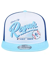 New Era Men's White/Light Blue Kansas City Royals Retro Script Trucker 9FIFTY Snapback Hat
