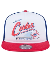 New Era Men's White/Red Chicago Cubs Retro Script Trucker 9FIFTY Snapback Hat