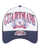 New Era Men's White/Navy Cleveland Guardians Distressed 9FORTY A-Frame Adjustable Trucker Hat