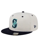 New Era Men's Cream/Navy Seattle Mariners Two-Tone Corduroy 59FIFTY Fitted Hat