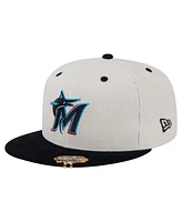 New Era Men's Cream/Black Miami Marlins Two-Tone Corduroy 59FIFTY Fitted Hat