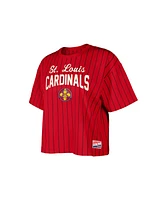 New Era Women's Red St. Louis Cardinals City Connect Multiplier Pinstripe Cropped T-Shirt