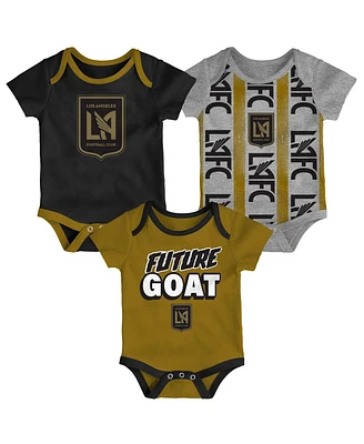 Outerstuff Newborn Black/Heather Gray/Gold Lafc Loyal Buddies Bodysuit 3-Pack