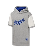 Outerstuff Big Boys and Girls Heather Gray Los Angeles Dodgers Line Up Short Sleeve Pullover Hoodie