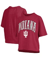 Pressbox Women's Crimson Indiana Hoosiers Nelson Arch Over Logo Waist Length Oversized Slub T-Shirt